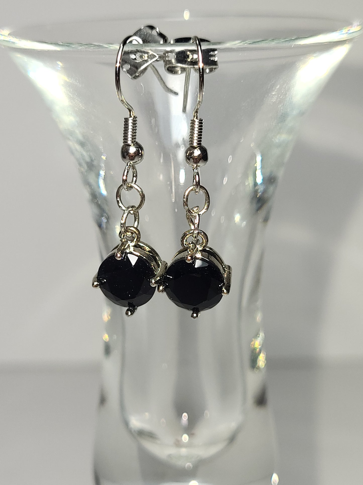Onyx Rhinestone Droplet Earrings