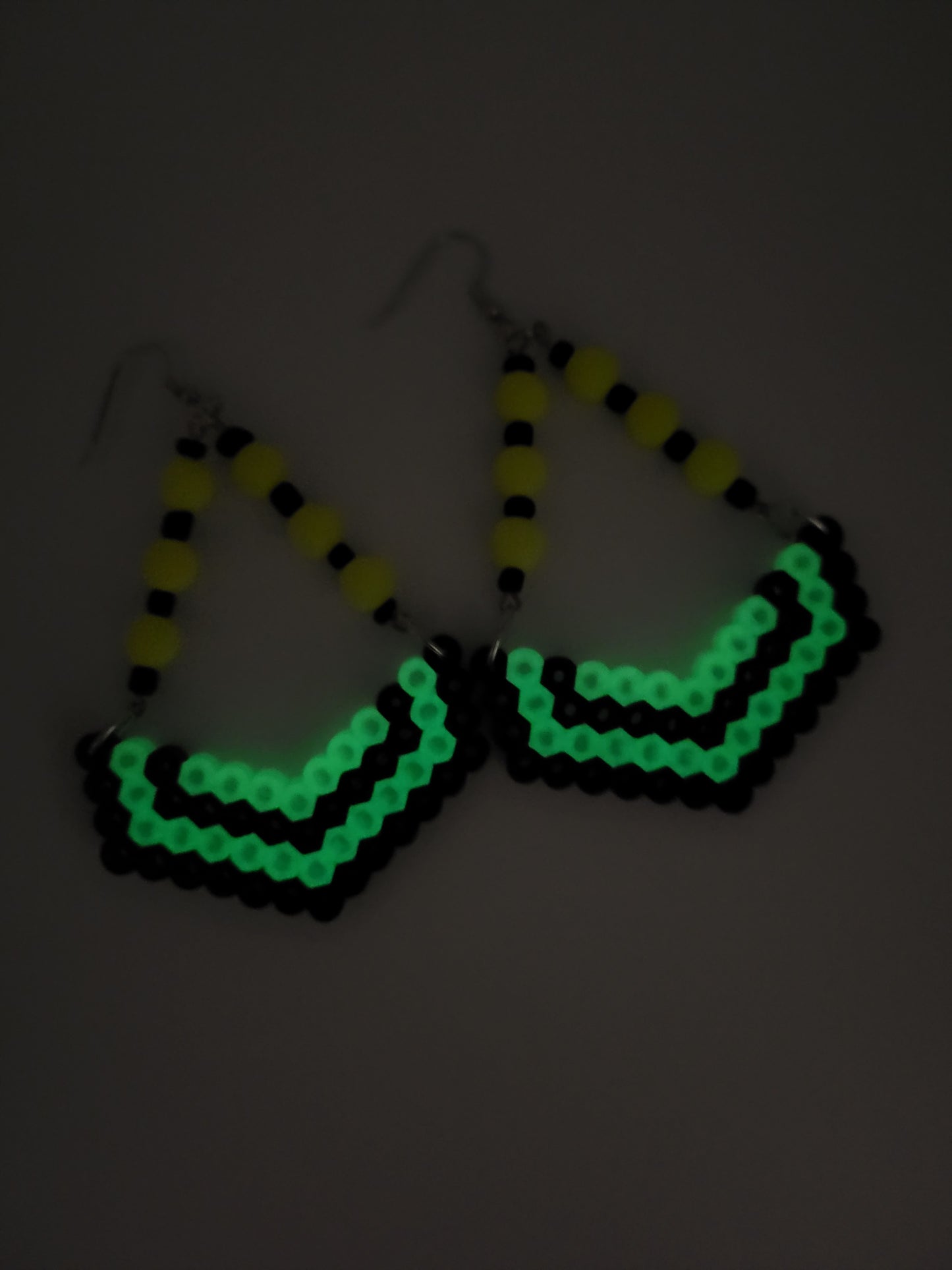 Shade Cyberpunk Glow In The Dark Perler Bead Earrings