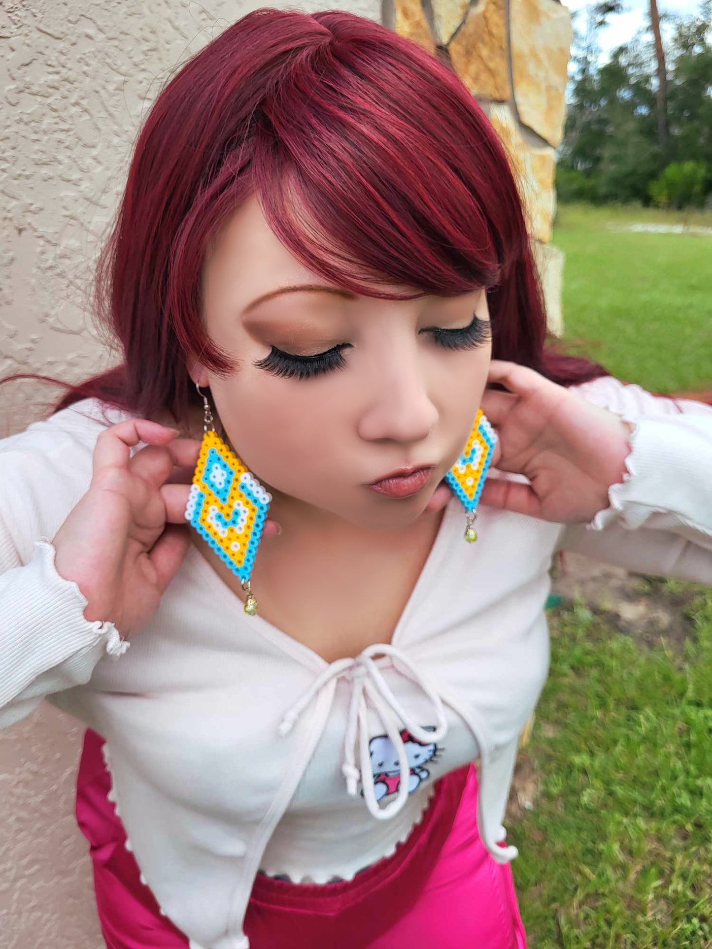 Venus Peyote Inspired Earrings-Perler Beads-Handcrafted