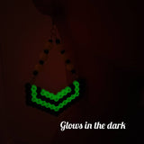 The CyberGlow dangling earrings are fun and stylish cyberpunk-inspired earrings. The earrings are made using Perler beads that glow in the dark when exposed to light. The beads are neon color with black glass e-beads.   Contains: Perler beads Neon beads Glass E-beads Nickel-free fish hook Handmade-Ocala,FL