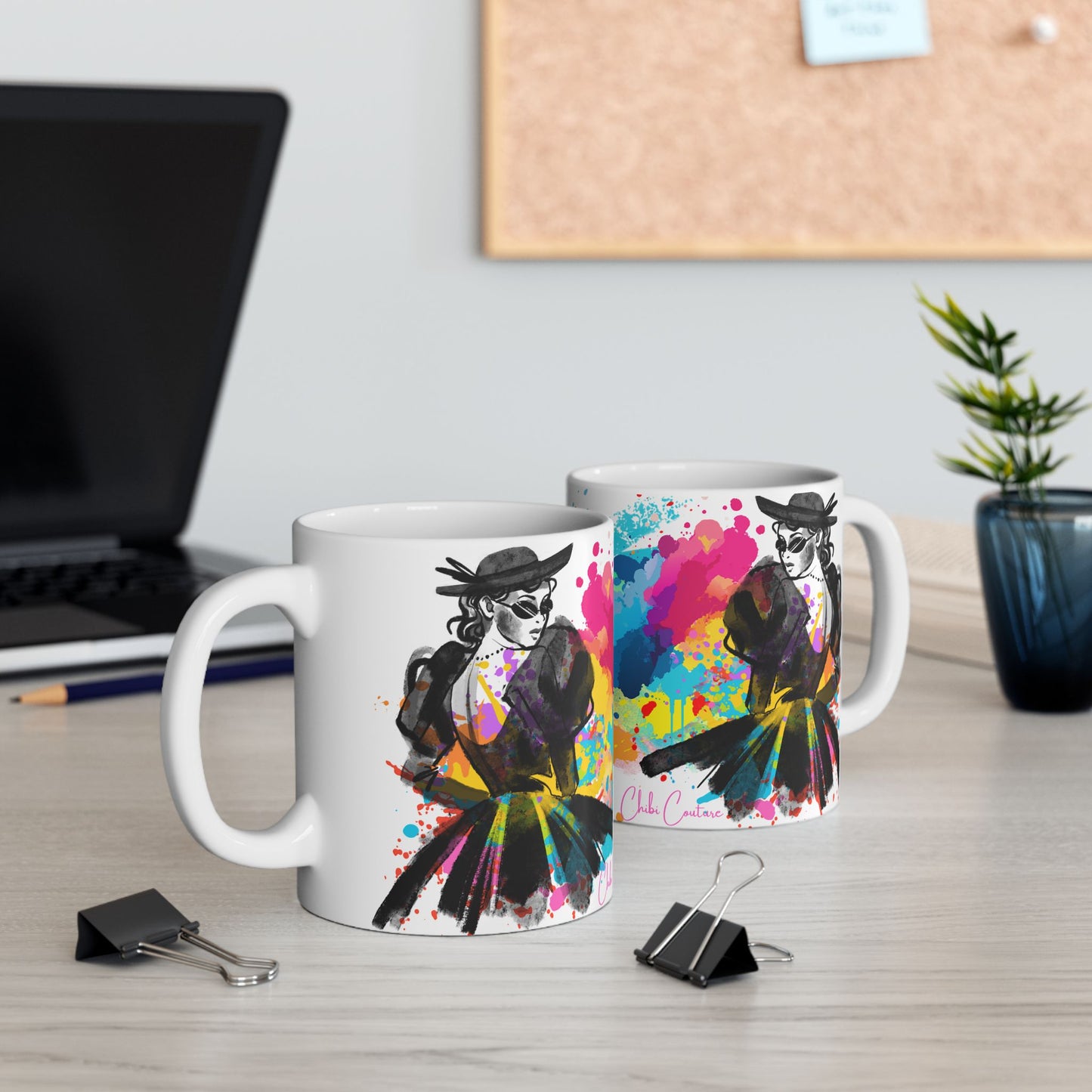 Chibi Couture Fashion Splatter Ceramic Mug, (11oz, 15oz)