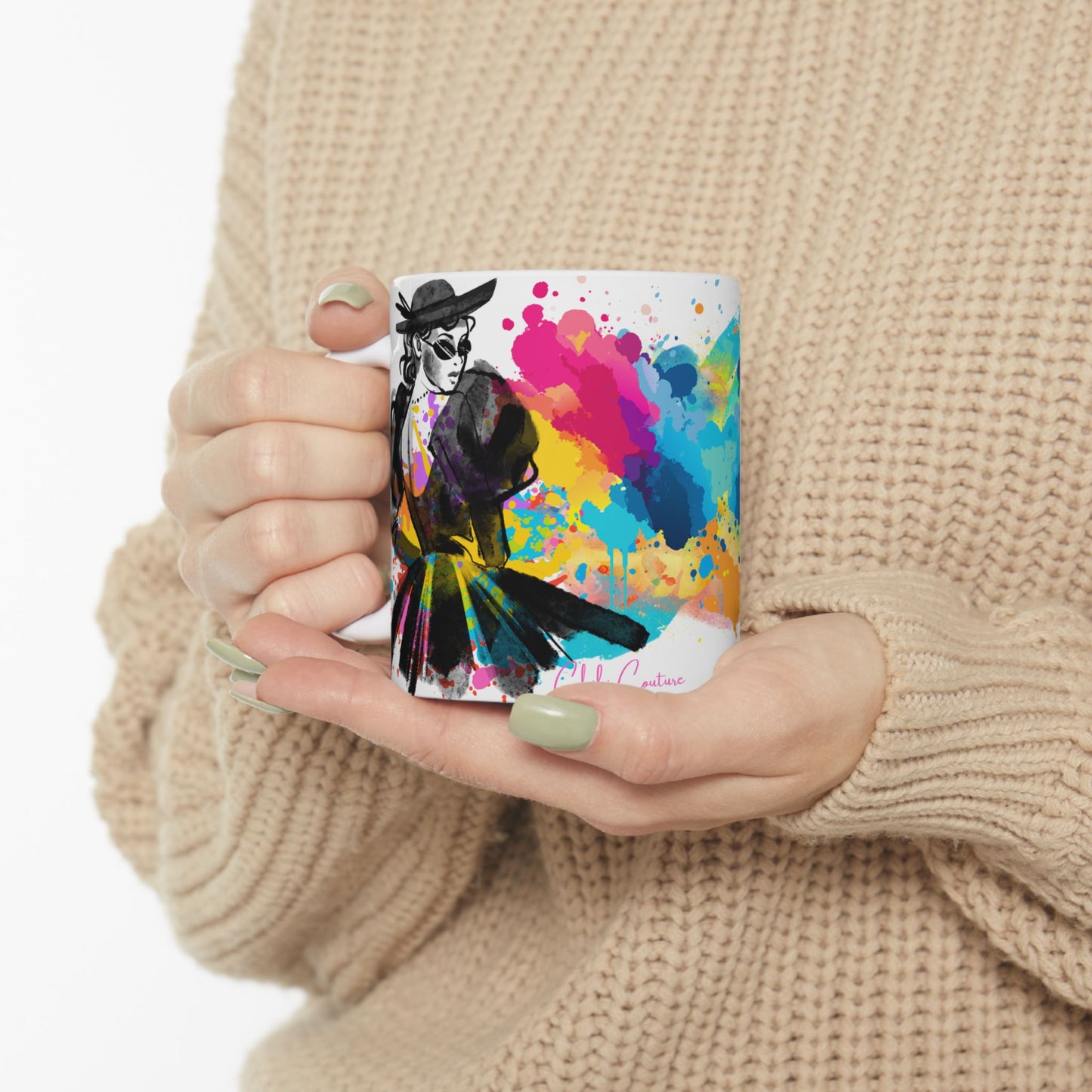 Chibi Couture Fashion Splatter Ceramic Mug, (11oz, 15oz)