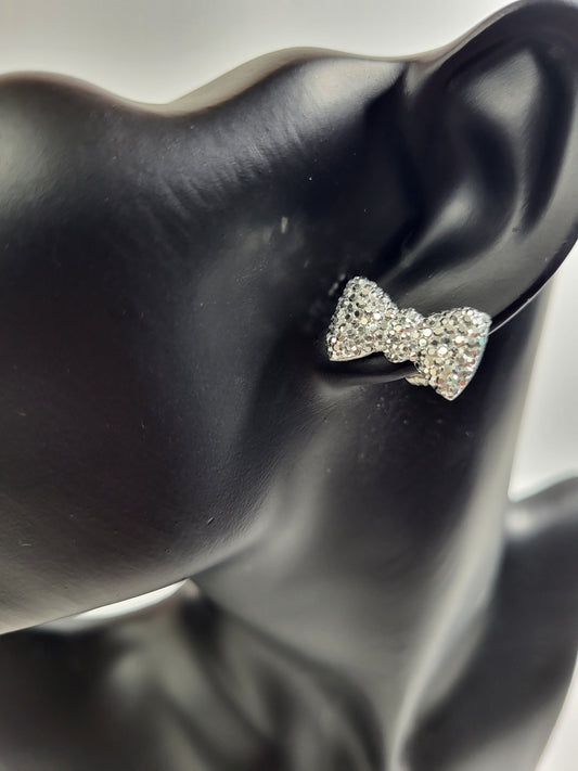 Argentina Silver Bow Stud Earrings-Hypoallergenic