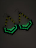 Neon Cyberpunk Glow-In-The-Dark Perler Bead Earrings
