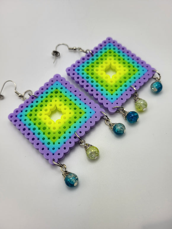 Lilac Perler Bead Earrings-Handcrafted with Care