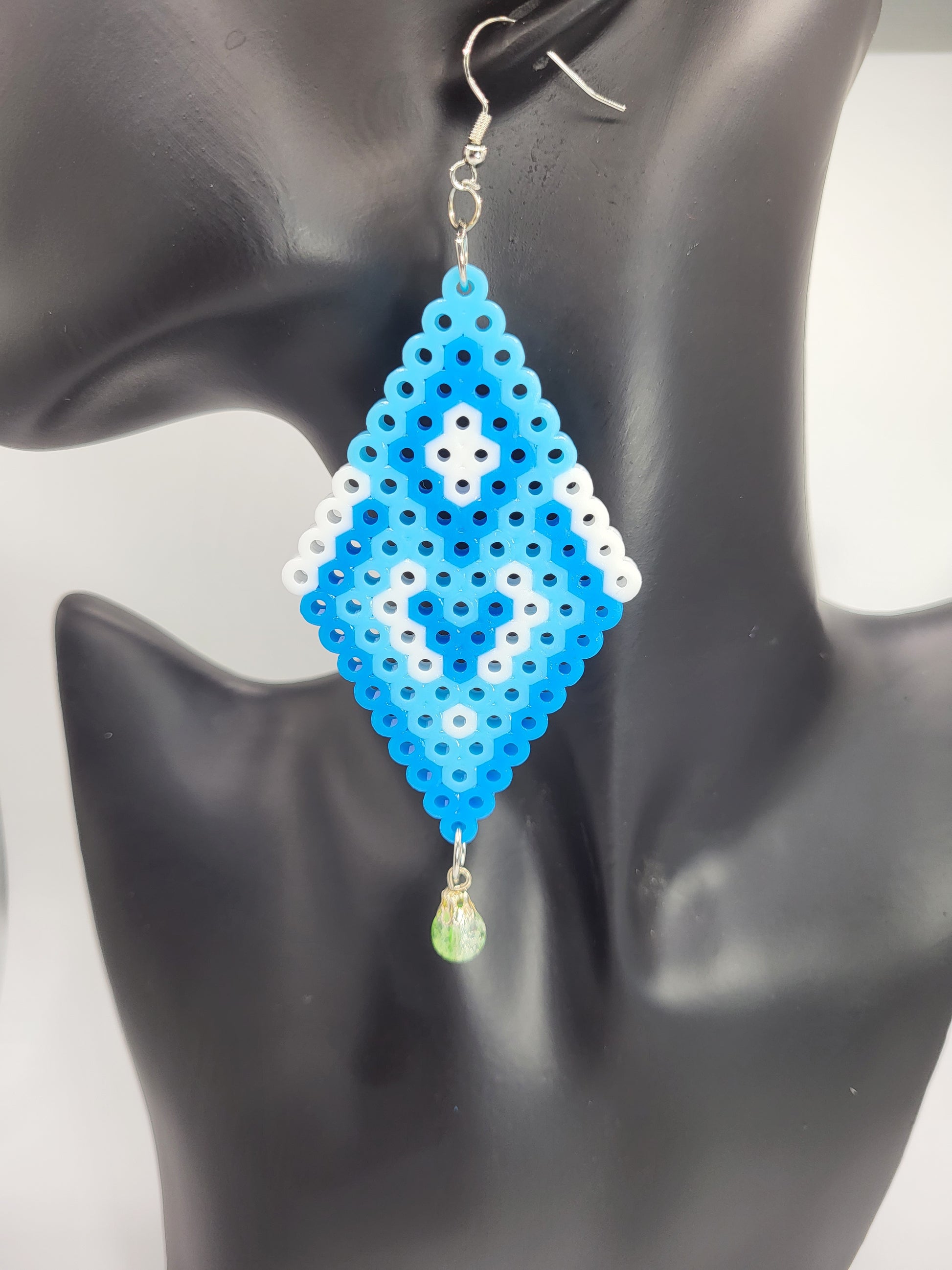 Ami Tribal Perler Bead Diamond Droplet Earrings front view