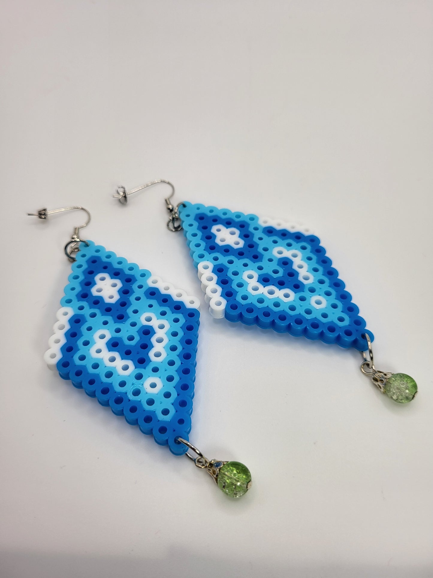 Ami Tribal Perler Bead Diamond Droplet Earrings flat view