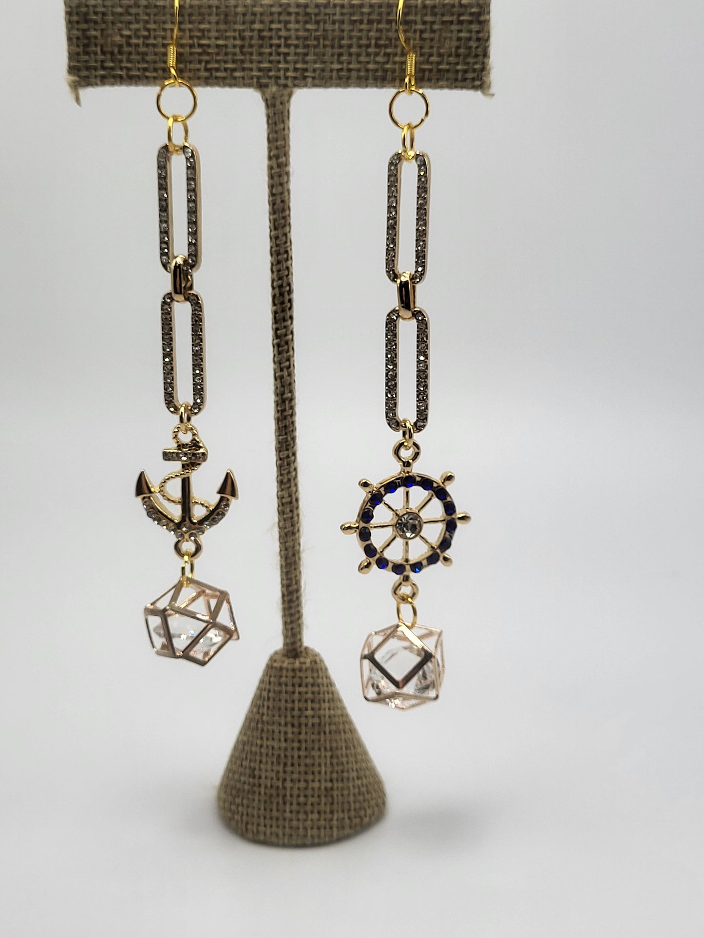 Airana The Traveler-18k Gold Plated Drop Asymmetrical Earrings front view