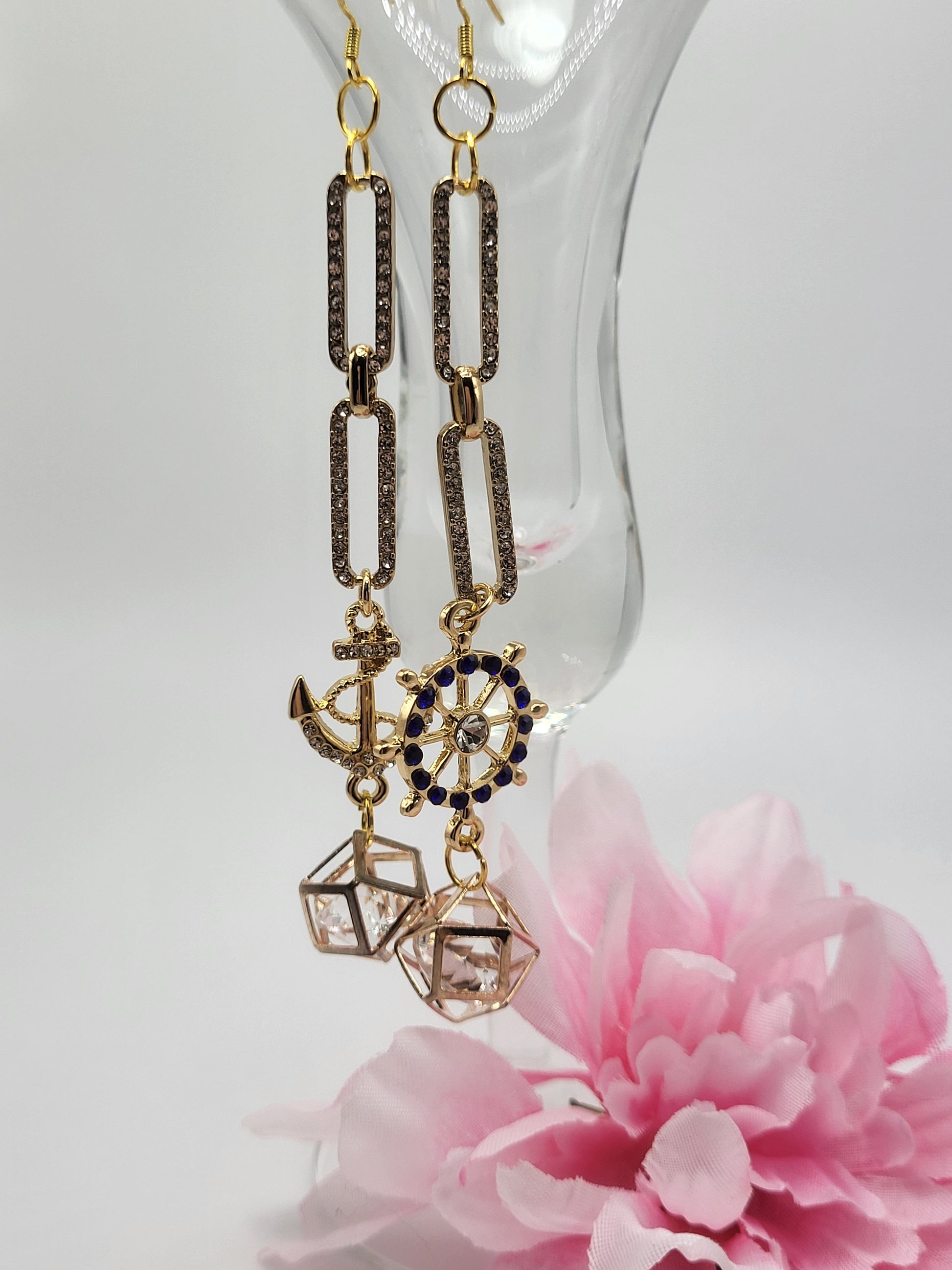 Airana The Traveler-18k Gold Plated Drop Asymmetrical Earrings aline view