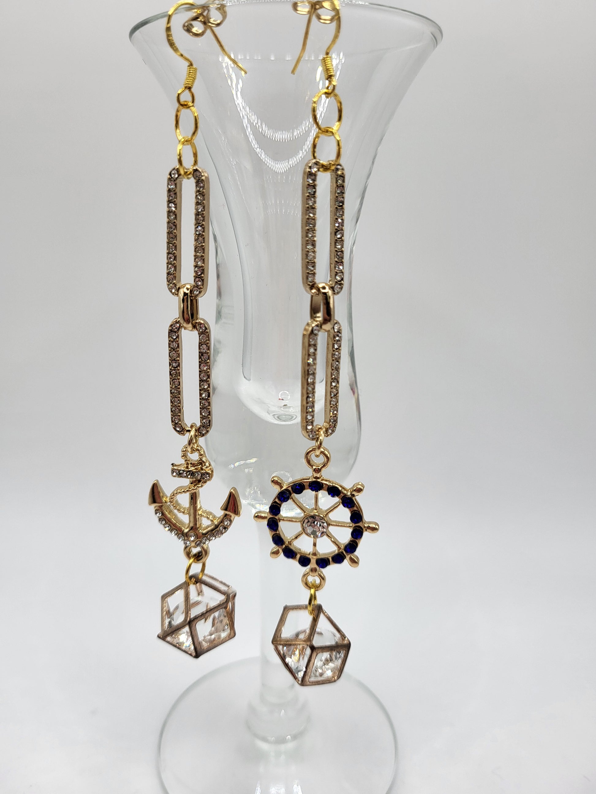 Airana The Traveler-18k Gold Plated Drop Asymmetrical Earrings front view