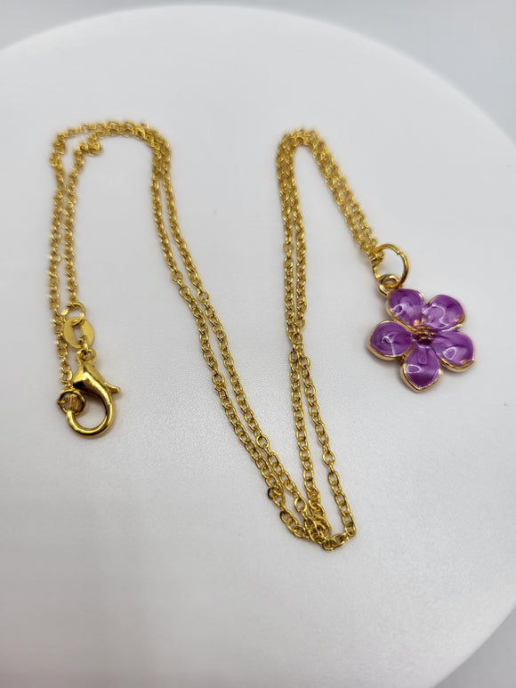 Lilac Petal Serenity Necklace-Gold Plated Chain