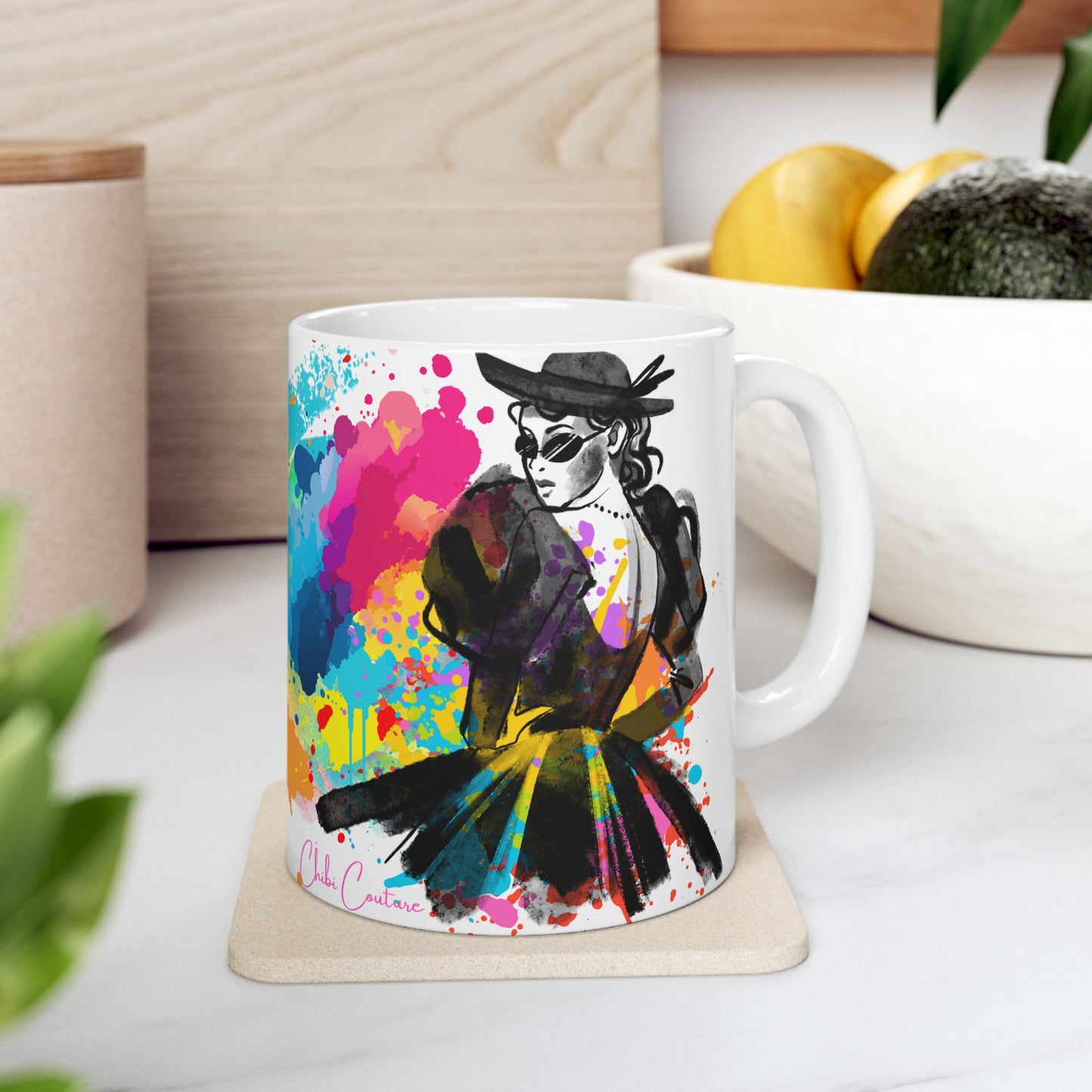 Chibi Couture Fashion Splatter Ceramic Mug, (11oz, 15oz)