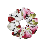 Floral patterned scrunchie on a white background