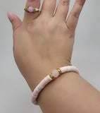 Anahi beaded bracelet with baby pink beaded ring, buy both for a complete set