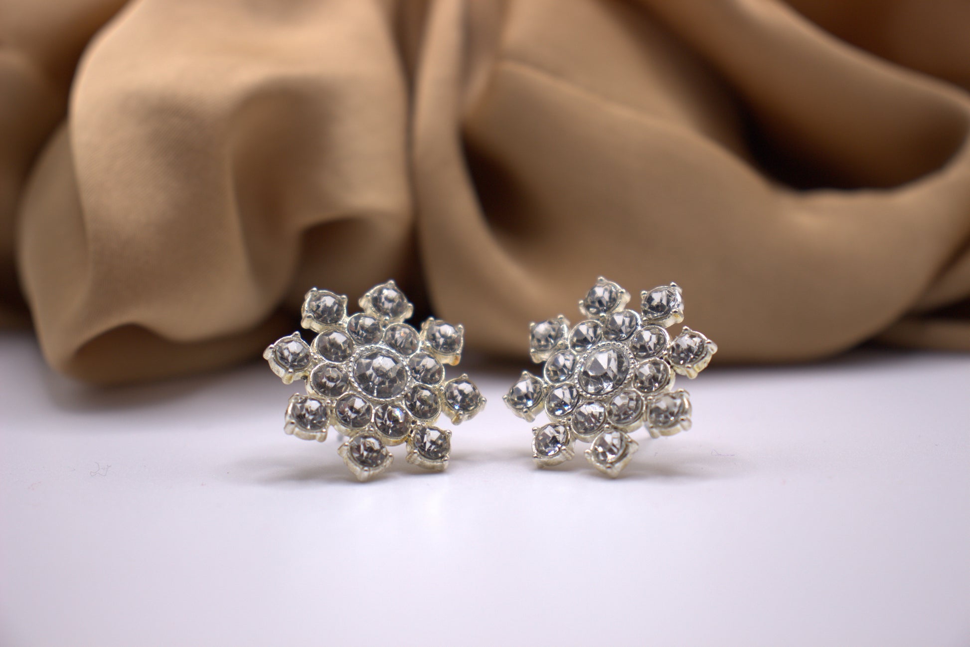 Elsa Stud Earrings-A Snowflake-Inspired Masterpiece of Elegance-Hypoallergenic close up view