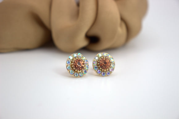 Amber Stud Earrings-A Radiant Elegance in Every Hue-CLOSE UP VIEW