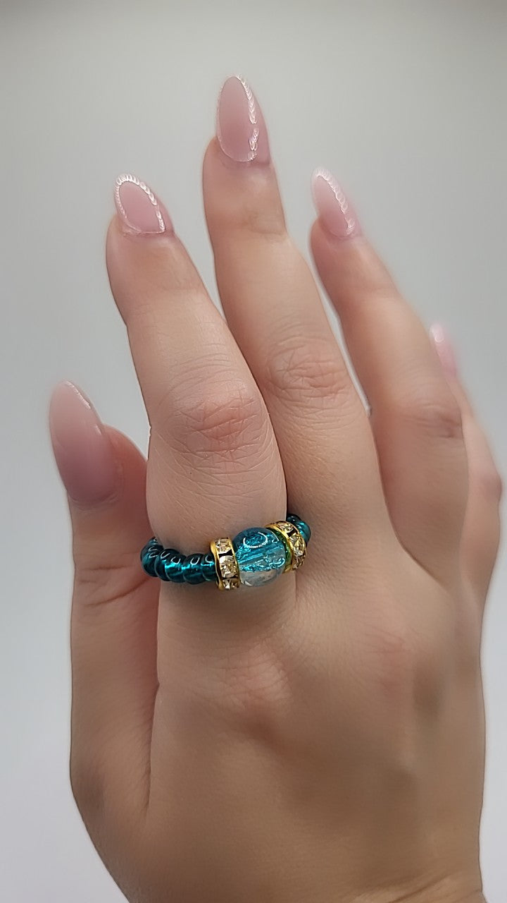 Chepi Chibi Aqua Beaded Ring – Chibi Couture by Isabel Cruz