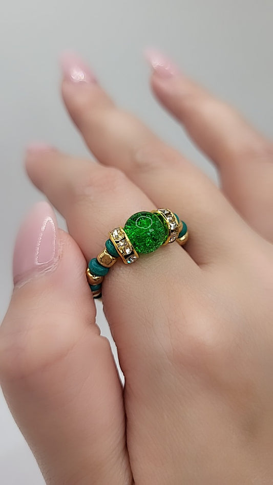 Chepi Chibi Emerald Beaded Ring