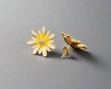 Liana Sunflower Earrings with gold rims