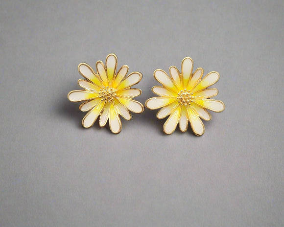 Liana Sunflower Stud Earrings with gold trim