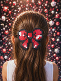 Amethyst Charm Hair Bow-Handcrafted with Perler Beads
