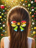 Amethyst Charm Hair Bow-Handcrafted with Perler Beads