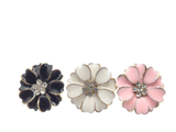 Retro Enamel Flower Cocktail Ring - Adjustable Statement Black Flower Ring