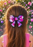 Amethyst Charm Hair Bow-Handcrafted with Perler Beads