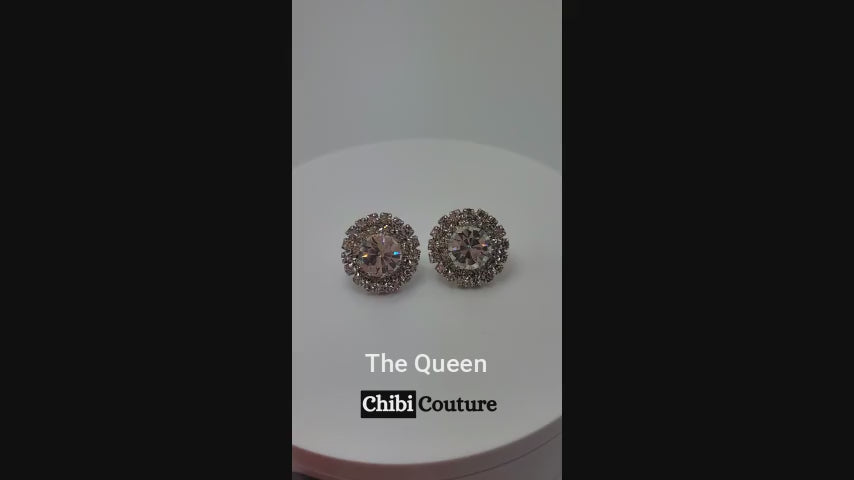 Queen Stud Earrings - The Epitome of Elegance and Glamour-Hypoallergenic close up view