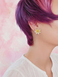 Liana Sun-Kissed Daisy Studs – 14k Gold Plated Enamel Flower Earrings
