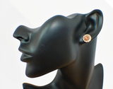 Amber Stud Earrings-A Radiant Elegance in Every Hue-close up view on model