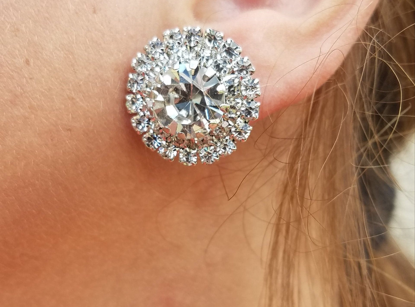 Queen Stud Earrings - The Epitome of Elegance and Glamour-Hypoallergenic close up view on model